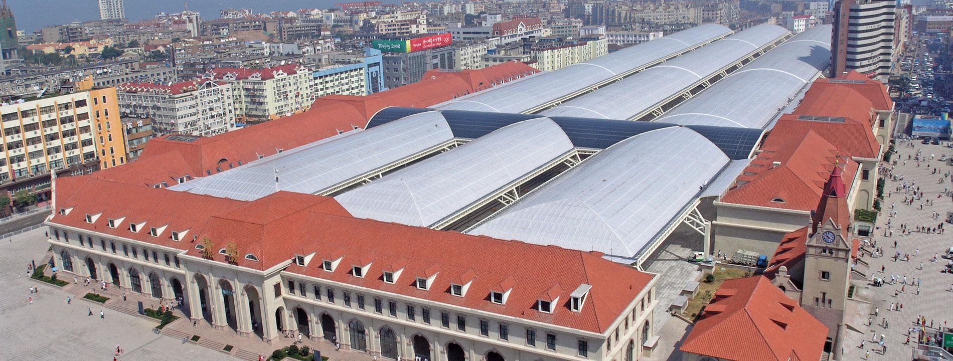 PALSUN® Flat Solid Polycarbonate Panel roofing at the Qingdao Railway Station, China