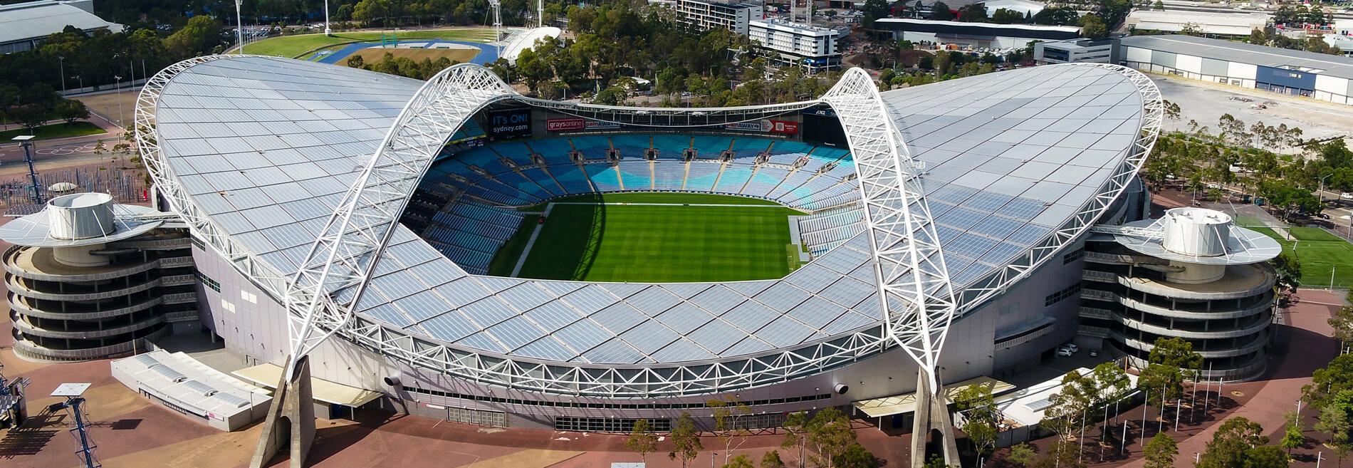Стадионы ру. Олимпийский стадион Сидней. Стадион Австралия Сидней. Сидней стадион Калатрава. Стадион ANZ (стадион «Австралия»).