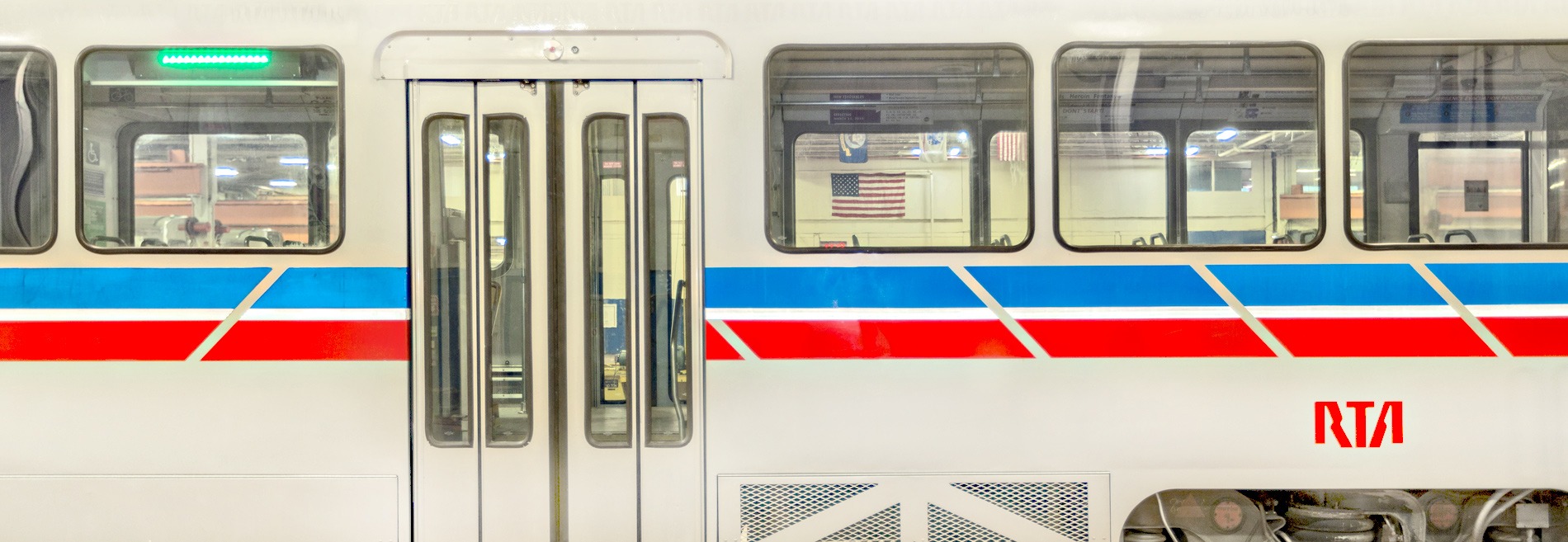 mass transit polycarbonate on side of train